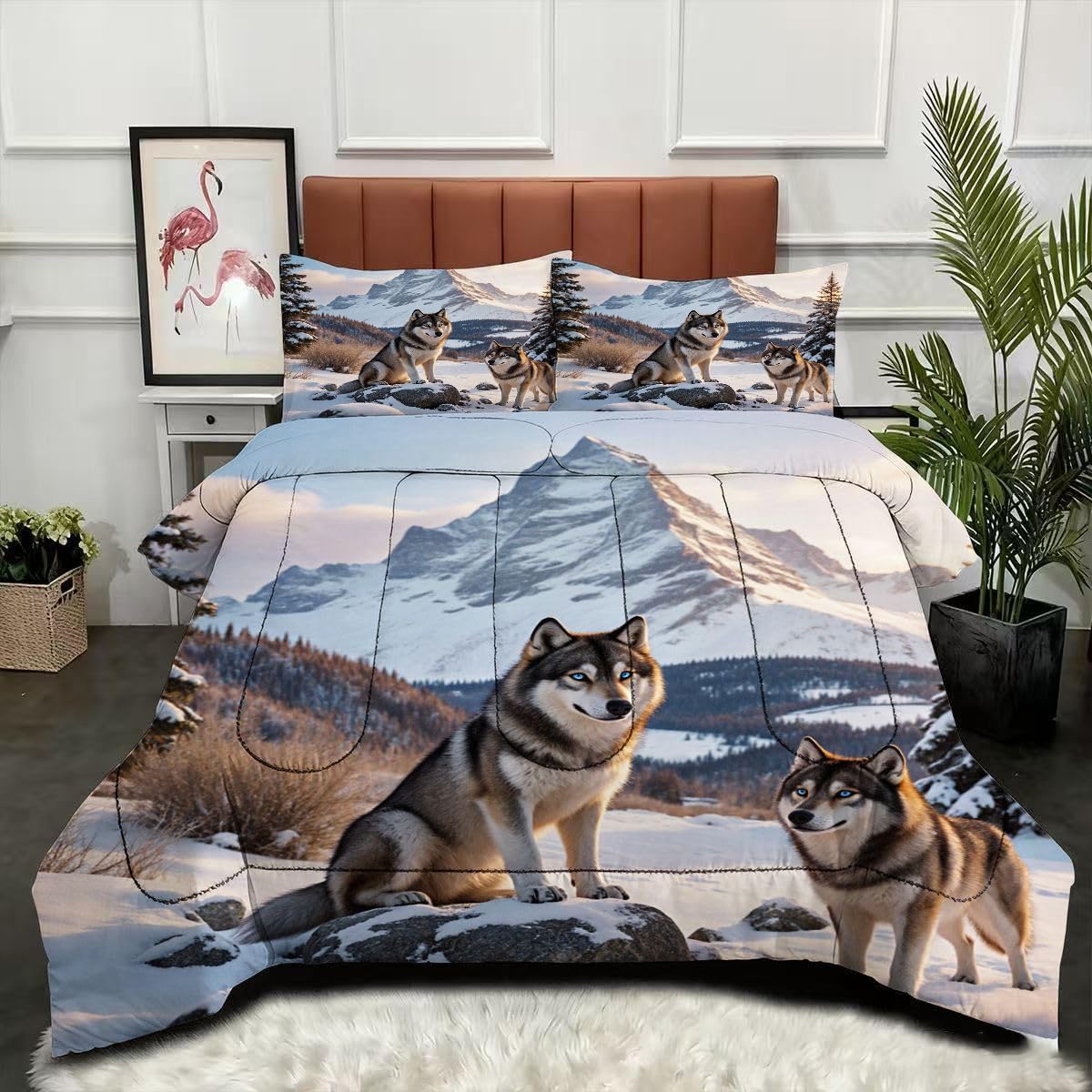 Couette 200x200 loup lit double lavable en machine pour literie saine et douce