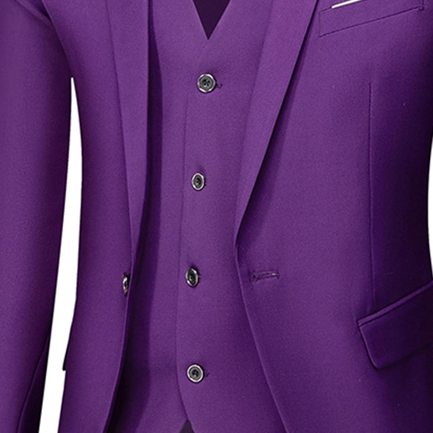 Mens 3 Piece Wedding Groomsmen Suit Set 1 Button Notch Lapel Slim Tuxedo Suits Business Solid Jacket Vest Pants