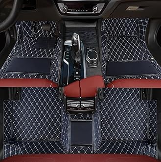 Custom Personalized Floor Mats for Cars，Luxury Full Coverage All Weather Car Floor Mats，Anti-Slip Leather Car Mat Set ，Custom Floor Mats for 99% of Cars, Trucks & SUVs (Black Beige)