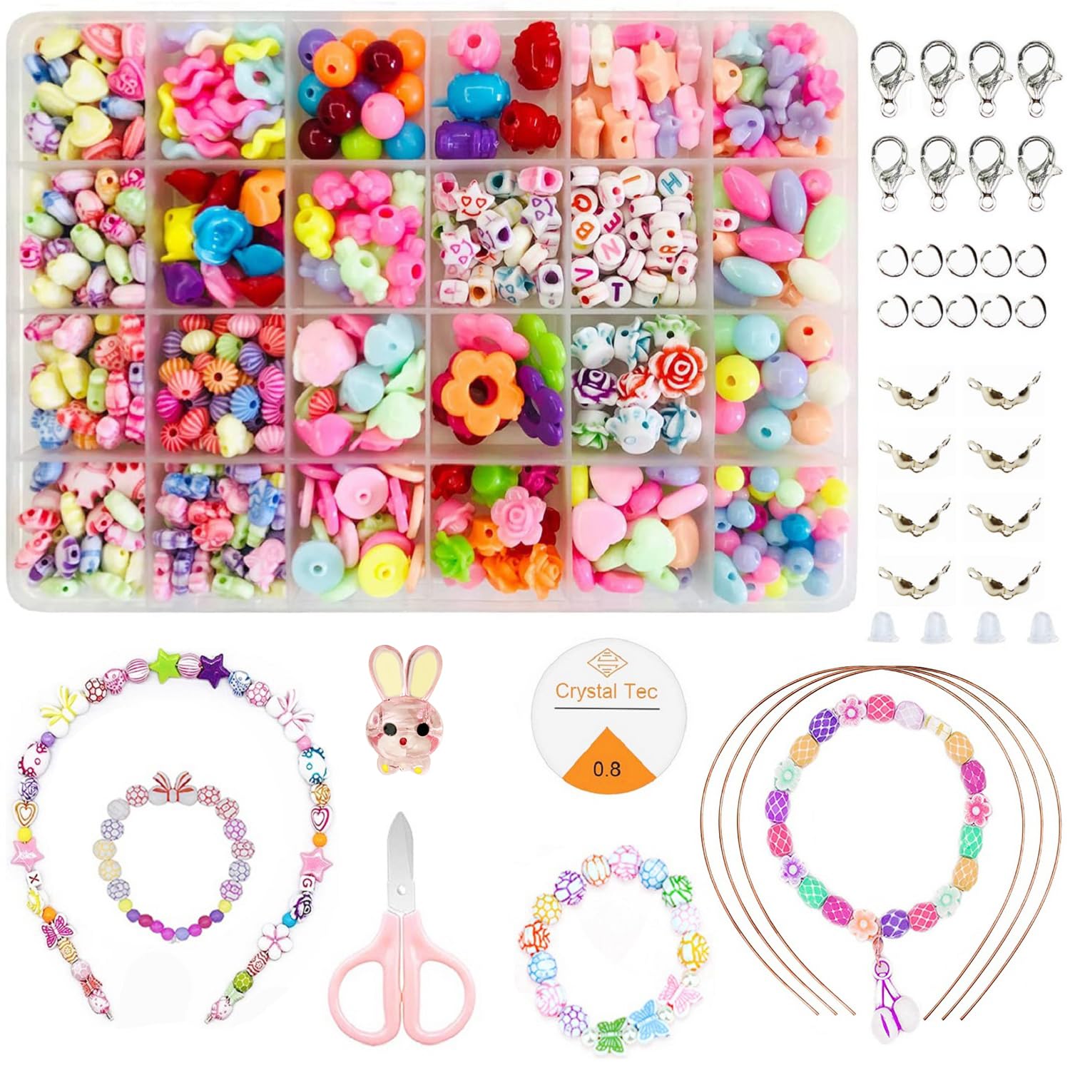 VAIYNWOM Perline Per Braccialetti Bambini, Kit Braccialetti Fai Da Te Per Bambina Collane Artigianato Regalo Per Bambine 4+ Anni, Mix E Match Stile
