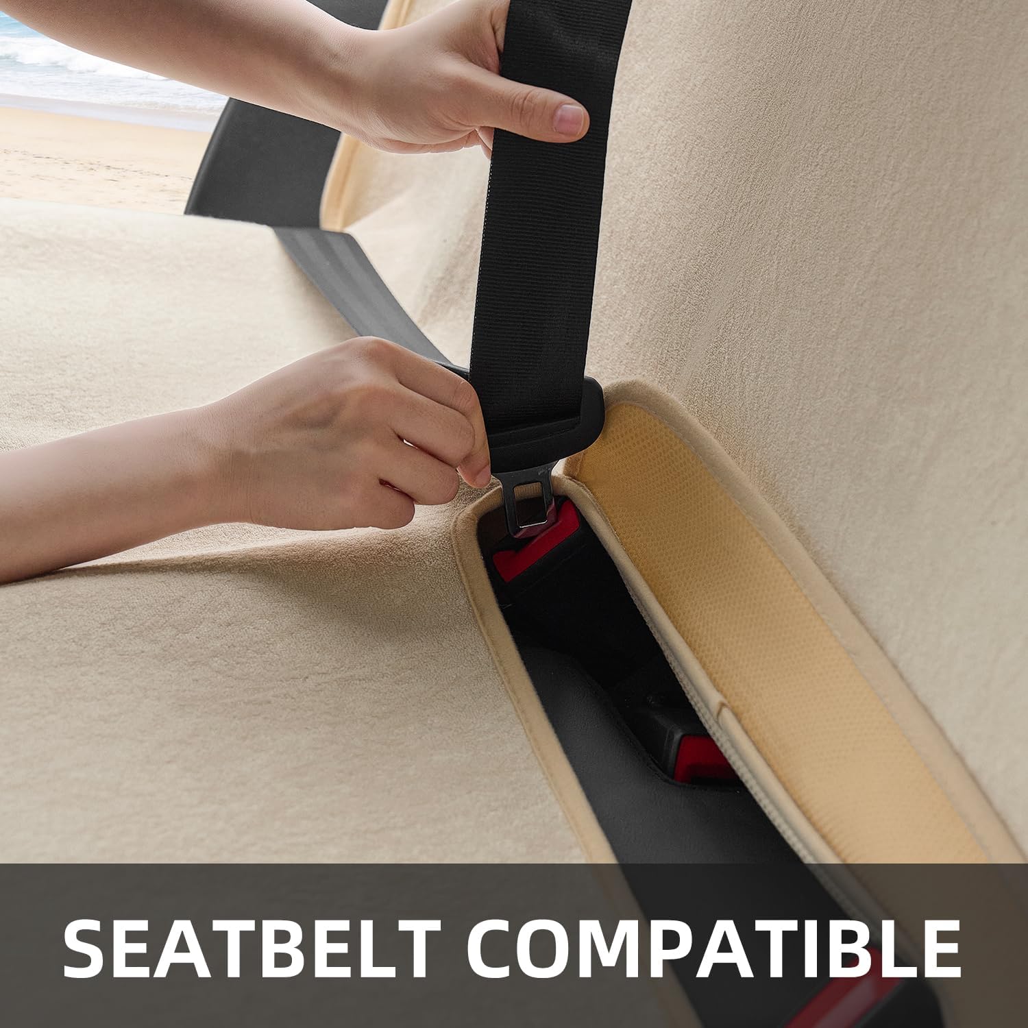 Waterproof Car Seat Cover Full Sets Interior Sets Universal Fits Car Sweat Towel for Trucks SUV Van Car Seat Protector Beige Protector Cloth Seats Pack of 3