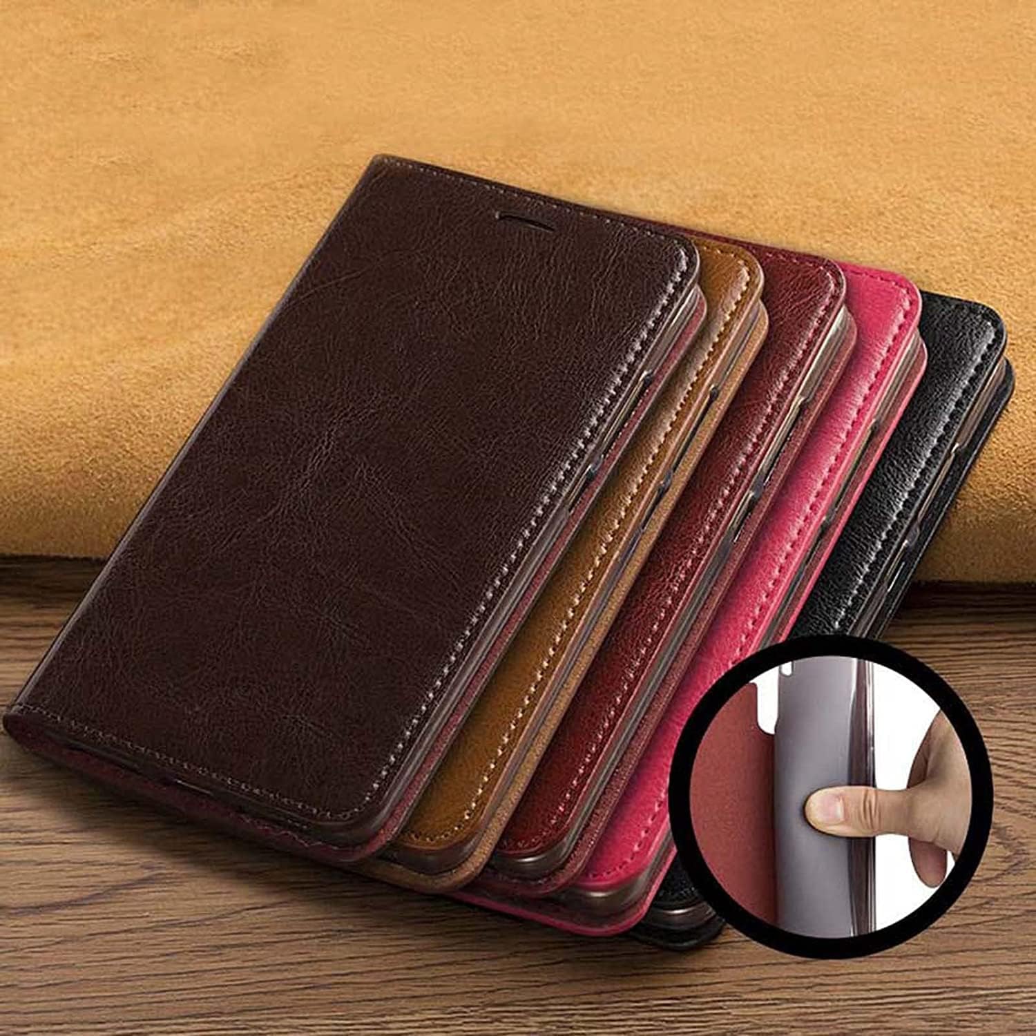 COOVS Holster Flip Phone Case [Card Holder], for iPhone 14 Pro Max (2022) 6.7 Inch Stent Function Genuine Leather Shockproof Folio Cover (Color : Preto)