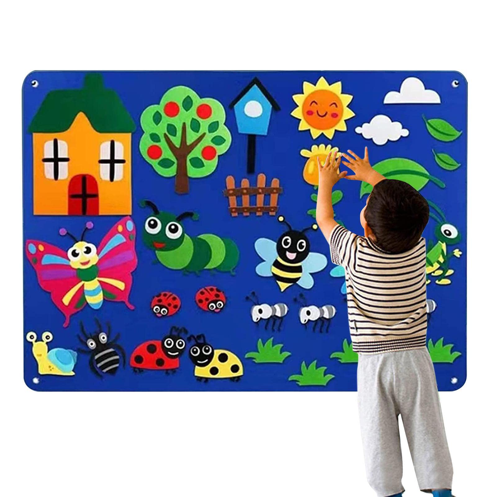 Tableau en Feutre pour Tout-Petits, Jouet Éducatif Interactif à Suspendre au Mur, Taille Environ 105*75cm/3.44*2.46ft, Multicolore, Pour Enfants, Uni, Jeu de Société