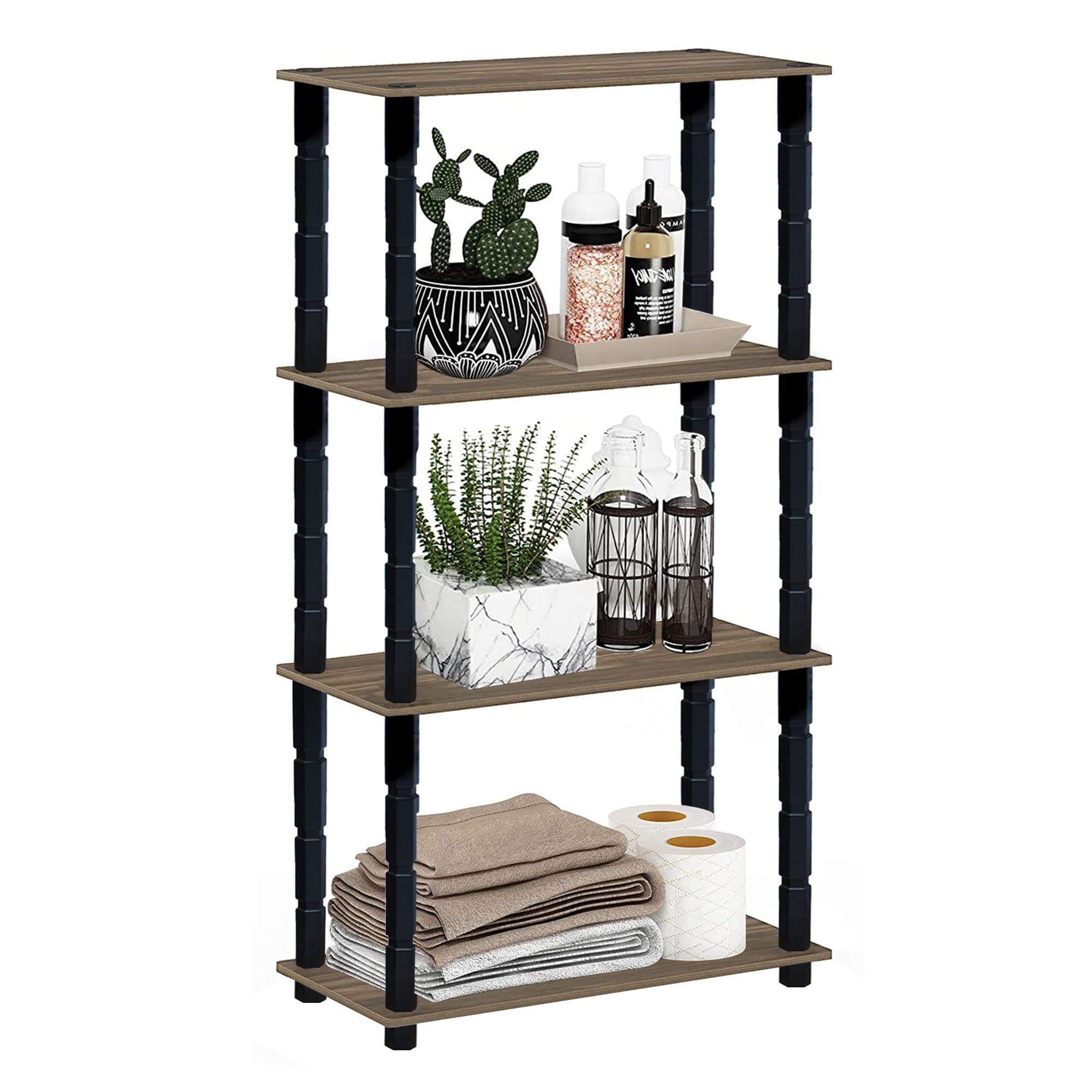 Turn-N-Tube 4 Tier DIY Standing Multipurpose Wall Shelf For Living Room, Bed Room, Home, Office, Display Rack | Multipurpose Storage Shelves and Display Organizer with Utility Storage for Home Decor | 4 Tier shelf (H- 108.3cm | W- 60cm | D- 29.5cm)