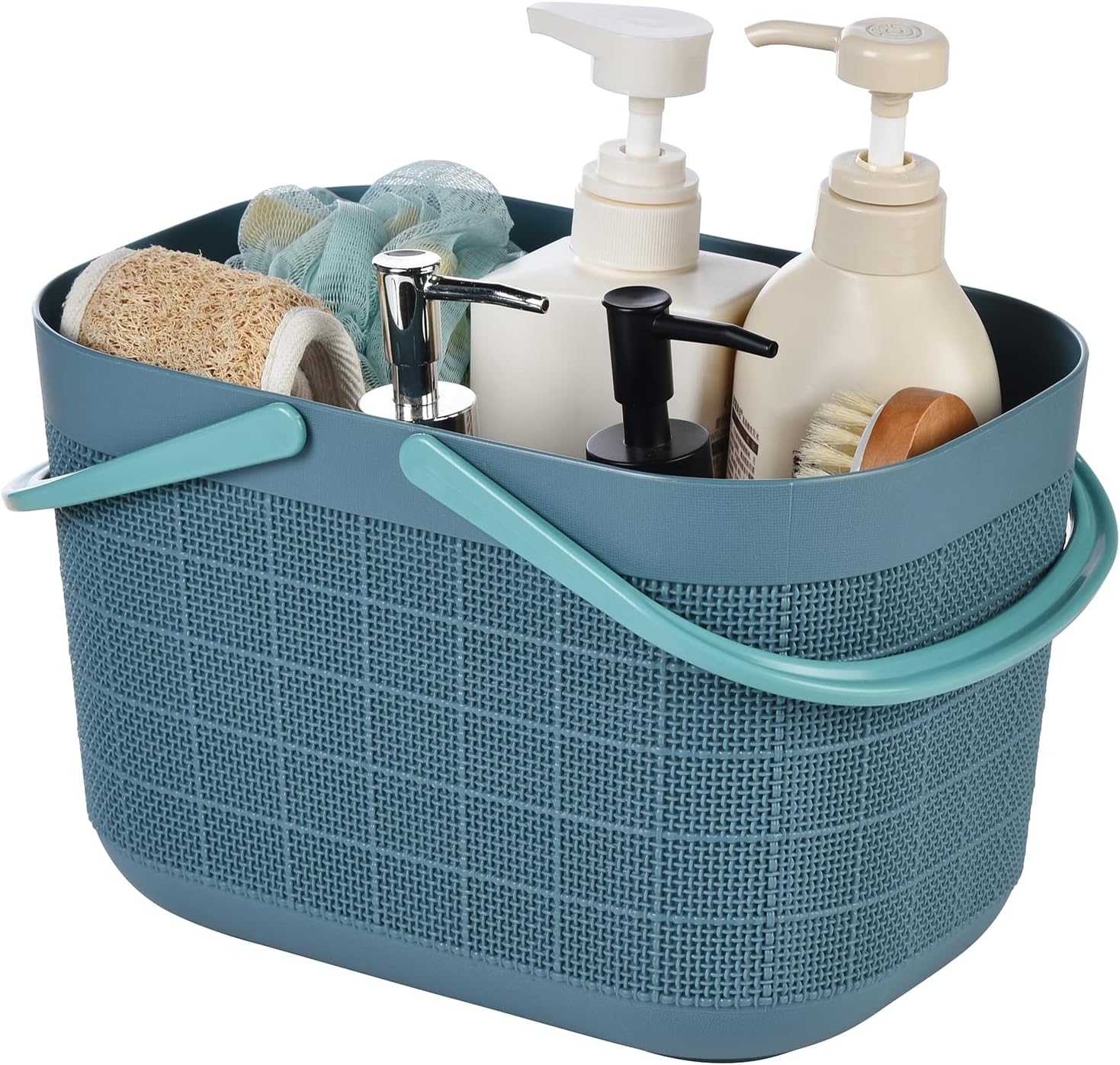 HaundryPlastic Shower Caddy Basket, Hanging Bathroom Dorm Organizer with Handle, Portable Storage Caddy Tote Bin for Tool, Garden, Kitchen, Cleaning Supplies, Dark Blue