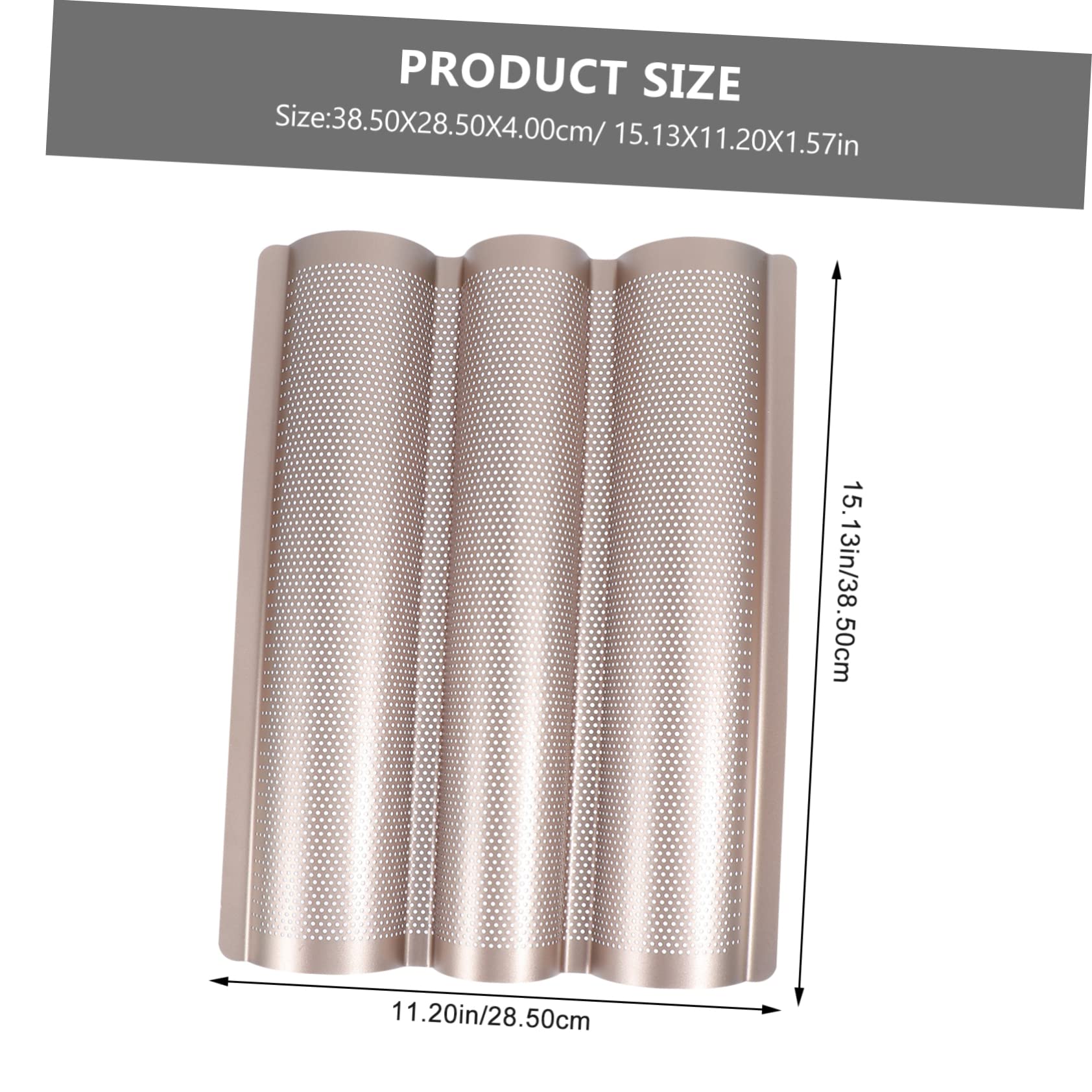 VINTORKY 1pc Golden Slotted Style Baking Mold Slot French Bread Pan for Kitchen Baking Tool Non Stick Bakeware for Homemade Baguettes for Multi Loaf