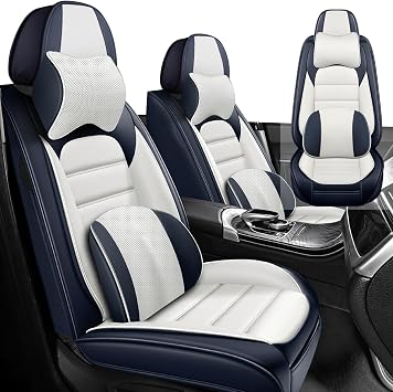 Car Seat Cover Fit for Honda Accord 2000-2025,Compatible Airbag Non-Slip Waterproof Seat Cover,Car Seat Protector Premium Interior Luxury 2 Seats,Blue White