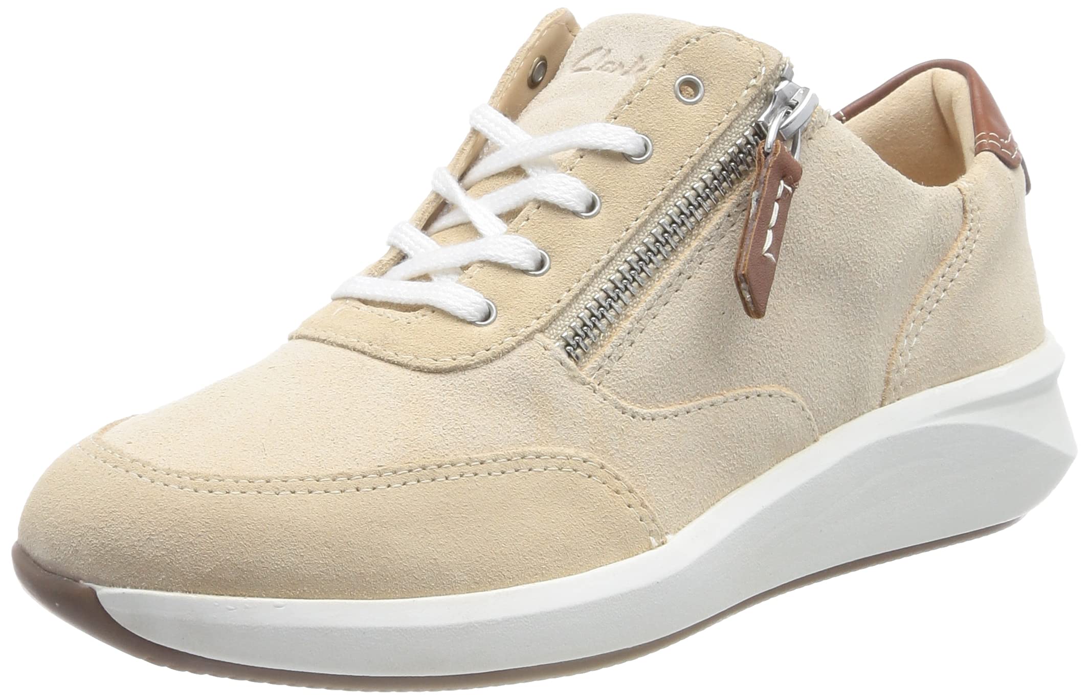 Clarks Womens Un Rio Zip Sneaker, Light Sand Nub, 7 UK