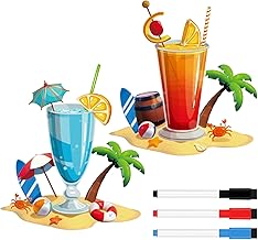 2PCS Fruit Drink Cruise Door Magnets with 3PCS Paint Pens, Cruise Door Decorations Magnetic Cruise Ship Door Decorations for Refrigerator Cruise Ship Boat Car Carnival