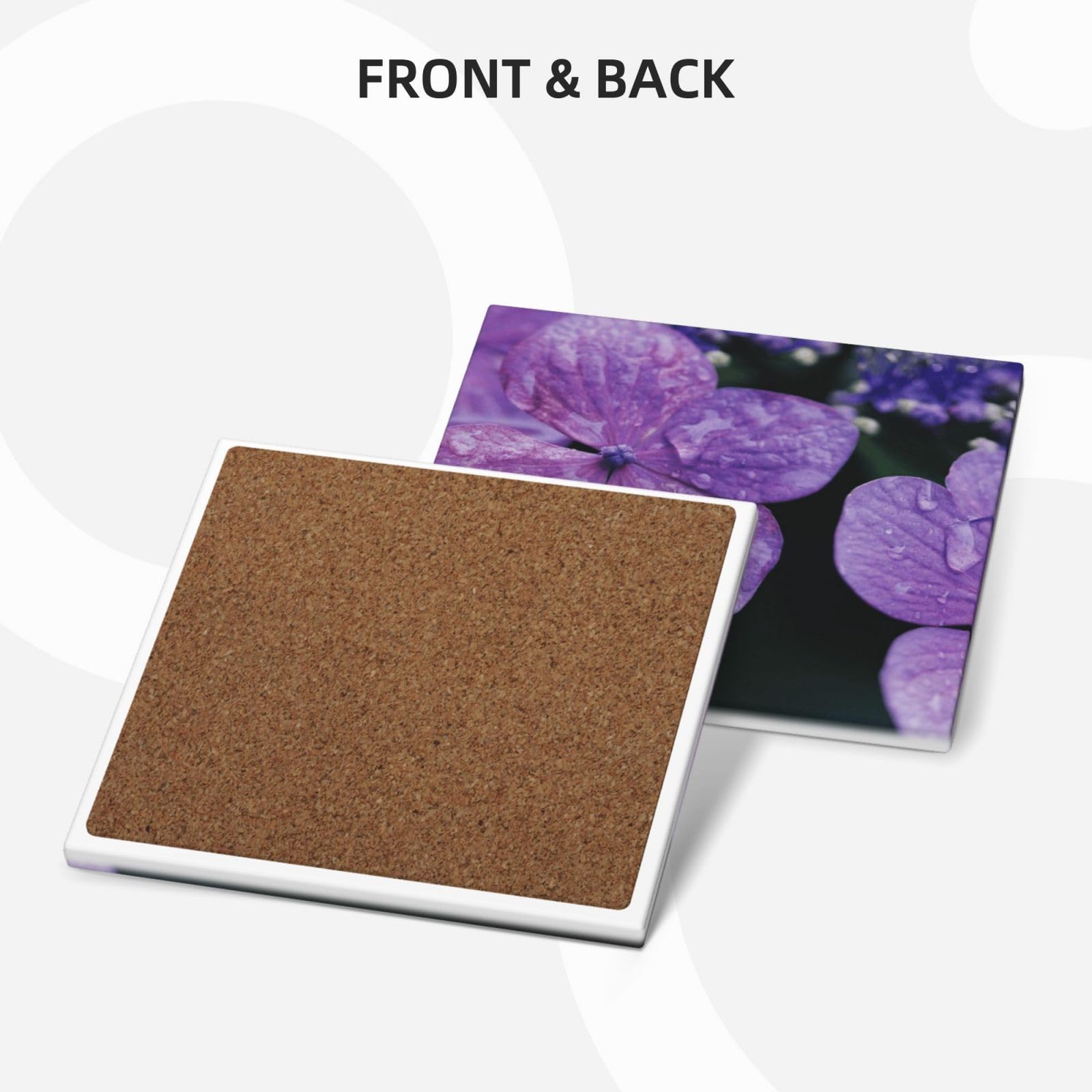 Set di 4 sottobicchieri in ceramica con stampa floreale ortensia
