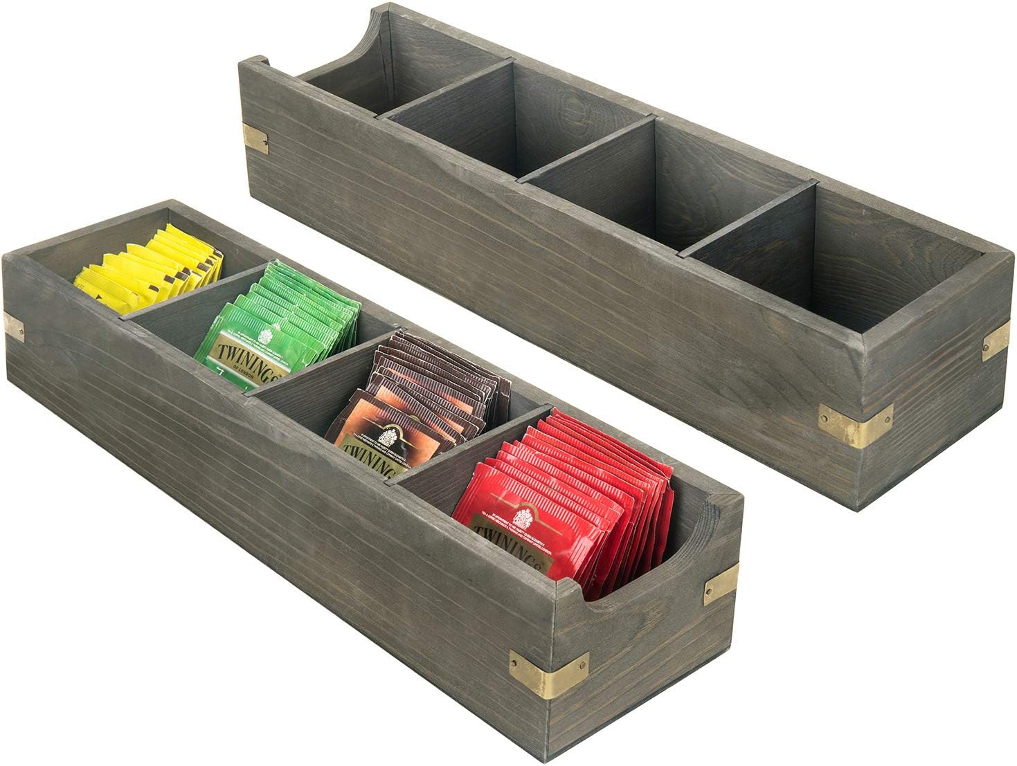 MyGift Vintage Gray Wood Tea Bag, Coffee and Sugar Packet