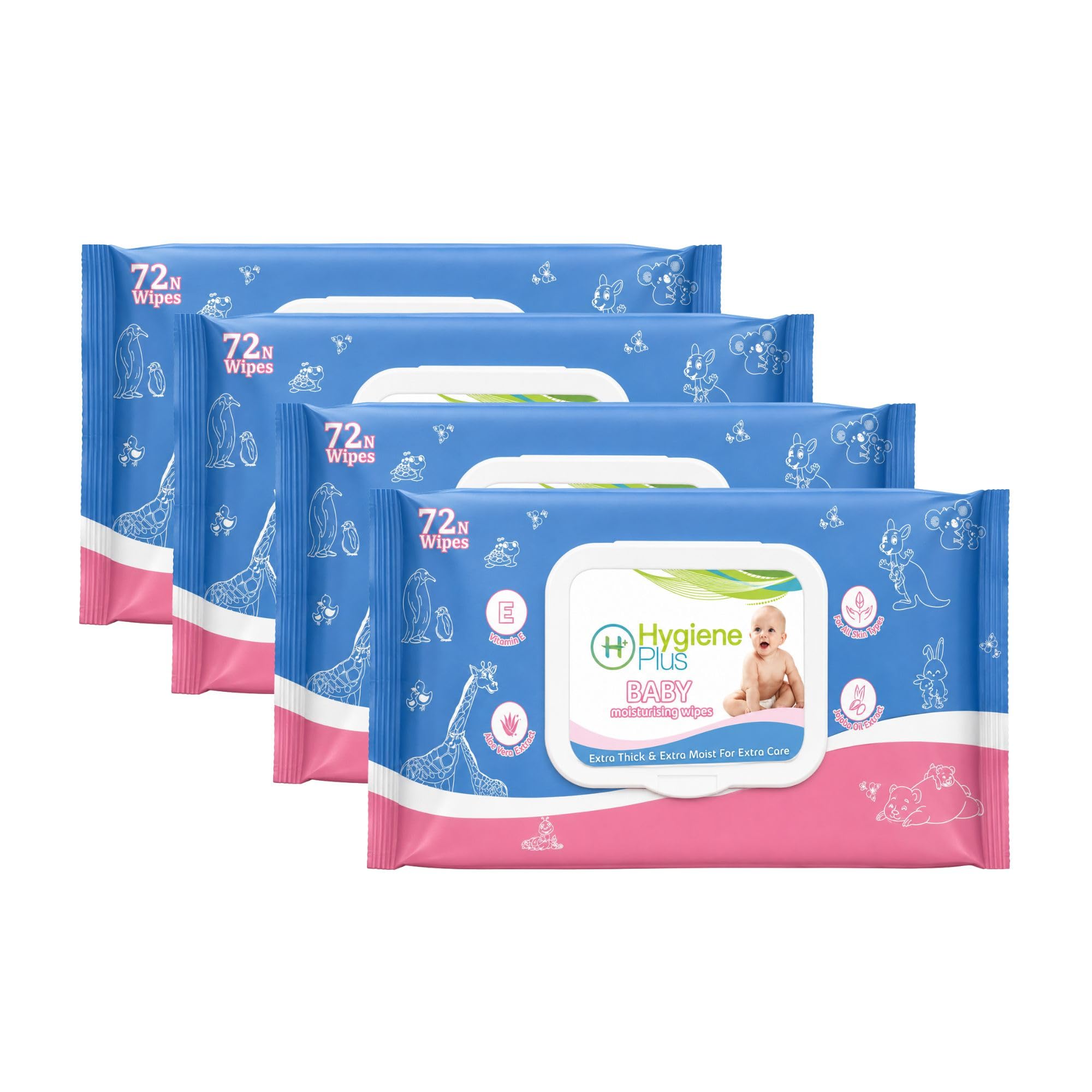 Baby Wet Wipes 72 Wipes Aloe Vera Jojoba Oil & Vitamin E Extra Thick & Moist Alcohol-Free Baby Wipes for Newborns & Sensitive Skin (Pack of 4)-image-44