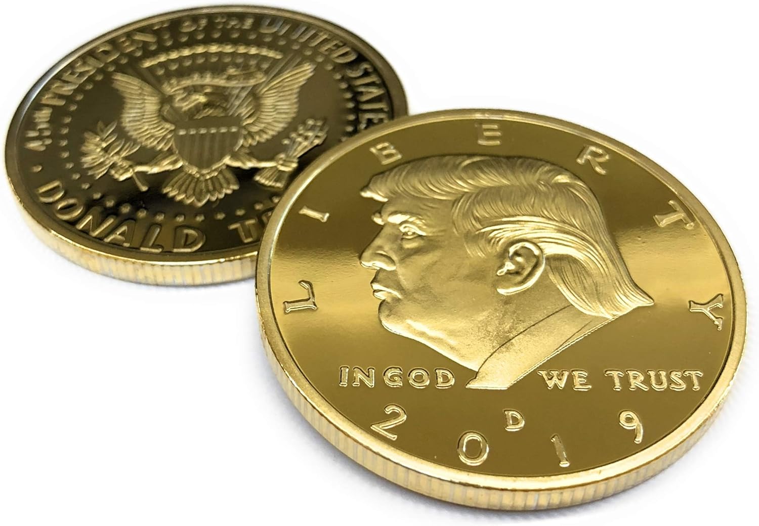 President Donald Trump Gold American Eagle Challenge Coin 2019 with Certificate of Authenticity, Oval Office, Trump Coin Collectors Souvenir, 24k Plated Gold, 38mm x 2mm in Protective Case (2019 Trump Gold Eagle) Thumbnail