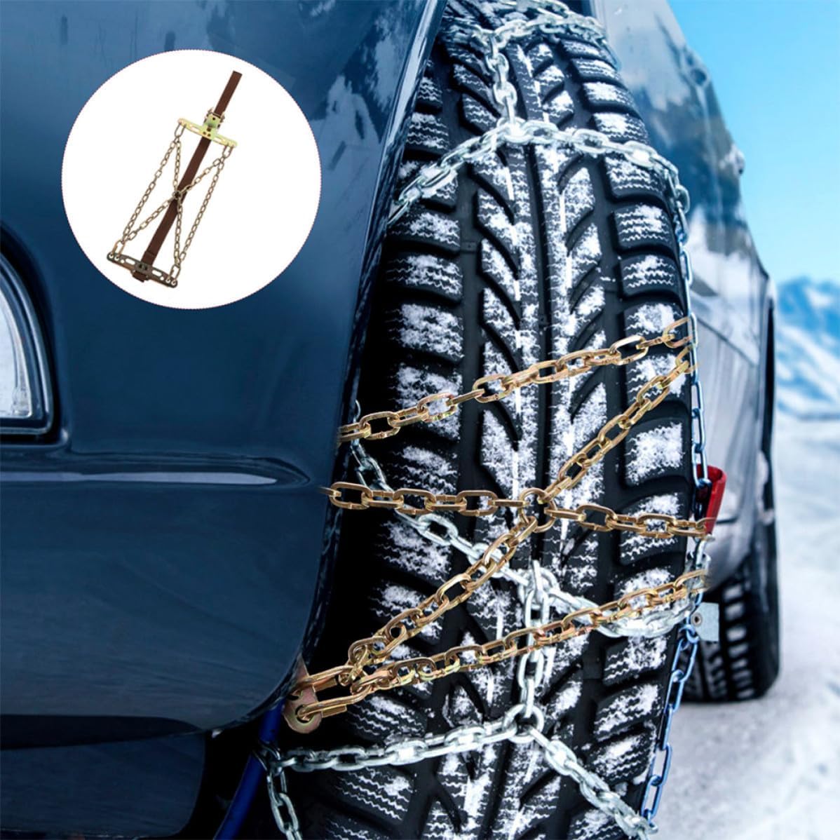 2pcs Steel Anti-skid Chains for Passenger Cars and Suvs, Improving Stability and Instant Traction on Icy and Slippery Surfaces in Harsh Winter Conditions