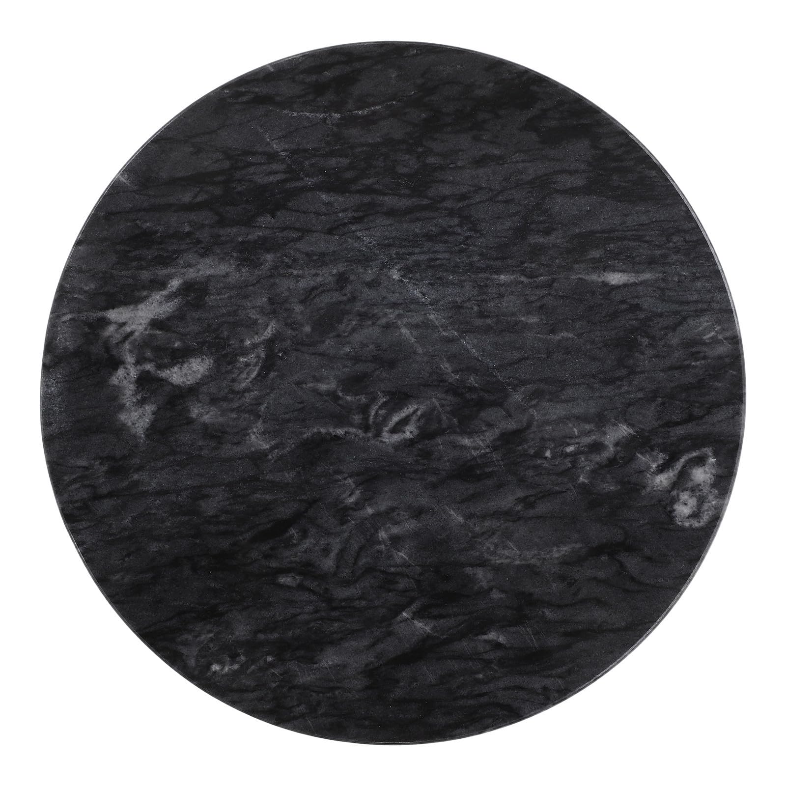 BESTOYARD Bandeja Redonda de Mármol Natural Negro Textura Única, Presentación Estable y Superficie Antideslizante para Servir Desayuno Organizador Moderno