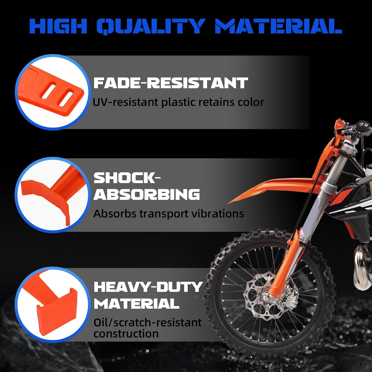 Dirt Bike Fork Saver, 11.2" Motorcycle Suspension Support Brace Fork Protector Guards with Straps Universal for SX SXF XC XCW EXC XCF 250 300 350 450 500 525 Orange