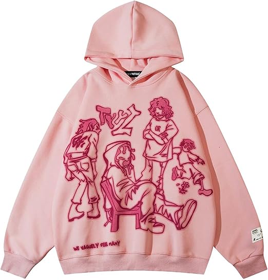 Vamtac Mens Graphic Hoodies Y2k Cute Pullover Oversized Fashion Streetwear Casual Hooded Sweatshirt Unisex Tops