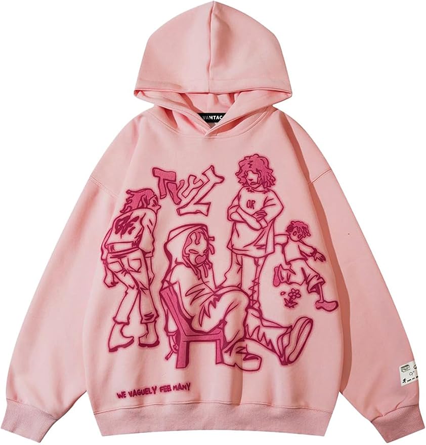 Vamtac Mens Graphic Hoodies Y2k Cute Pullover Oversized Fashion Streetwear Casual Hooded Sweatshirt Unisex Tops