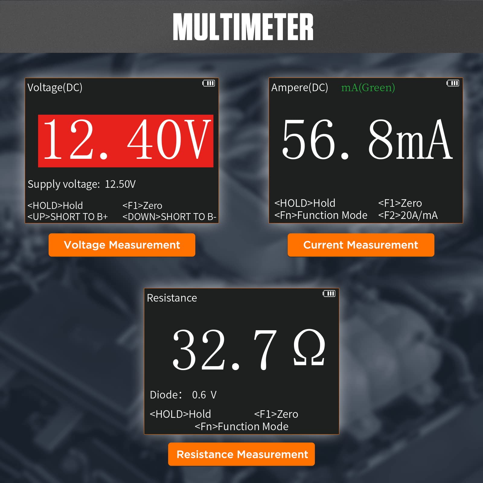 AUTOOL Automotive Multímetro osciloscopio de rango automático TRMS, osciloscopio digital AC/DC y multímetro 1000 V 20 A, dispositivo de diagnóstico automotriz para detección ECU, línea K y señal de