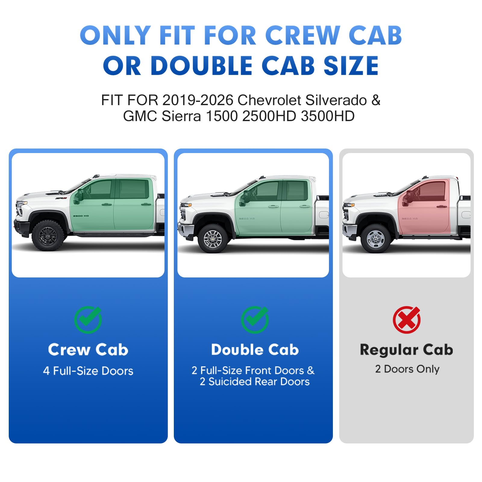 Detachable Under Seat Storage for 2019-2025 2026 Chevy Silverado/GMC Sierra 1500 2500HD 3500HD, Durable ABS Rear Underseat Organizer Box 6PCS Kit with Mesh Pocket & Inner Bin, Silverado Accessories - 2