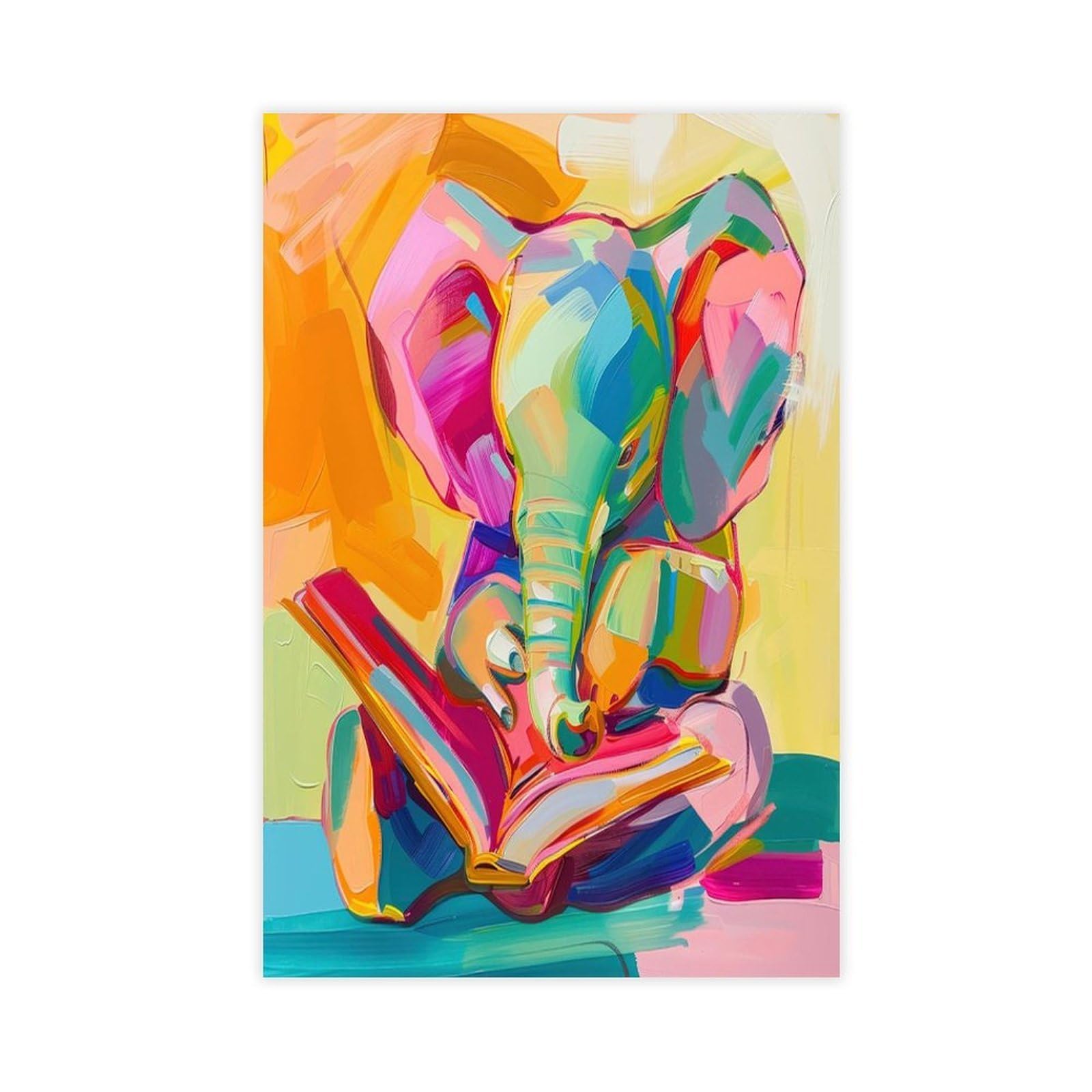 Bareronor Watercolour Elephant Poster Canvas Poster Bedroom Decor Landscape Office Room Decor Gift 24" L X 36" W