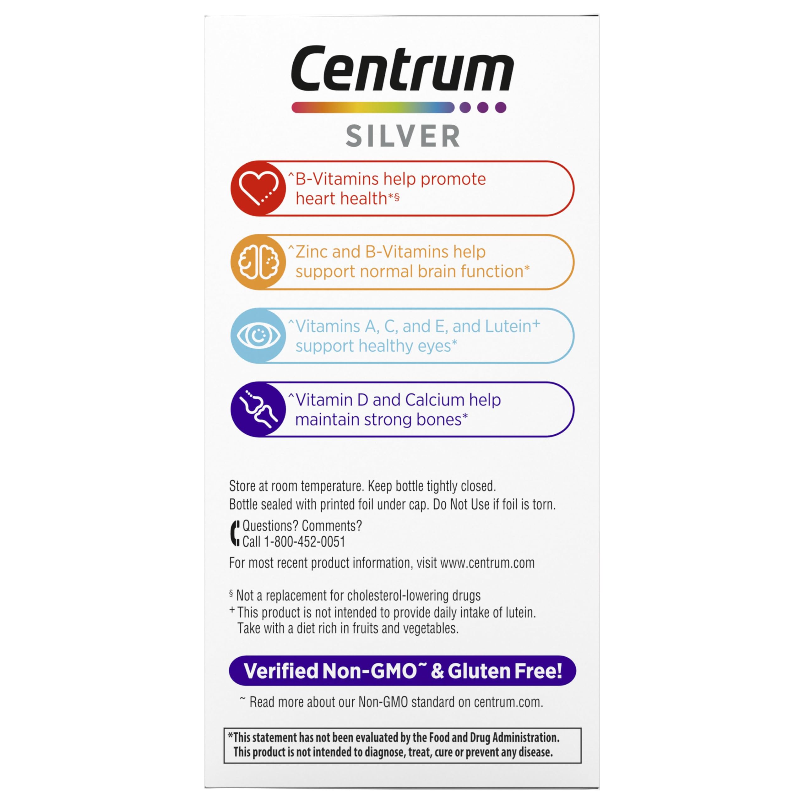 Centrum Silver Women's Multivitamin for Women 50 Plus, Multivitamin/Multimineral Supplement with Vitamin D3, B Vitamins, Non-GMO Ingredients, Supports memory and cognition in older adults - 65 Ct