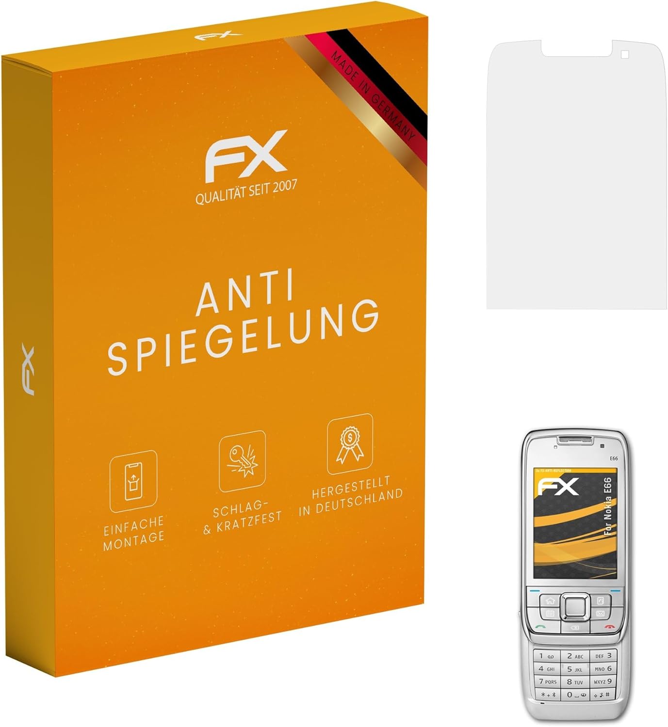 atFoliX Screen Protector compatible with Nokia E66 Screen Protection Film, anti-reflective and shock-absorbing FX Protector Film (3X)