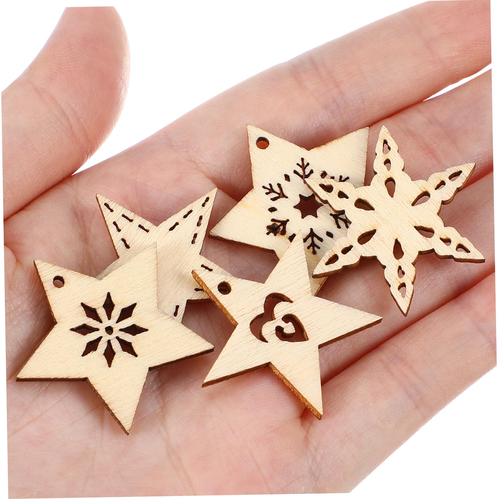 ARTIBETTER 100 Piezas Adornos Colgantes de Madera Forma de para Decoración Navideña DIY Decoración Hogar y Árbol de Navidad