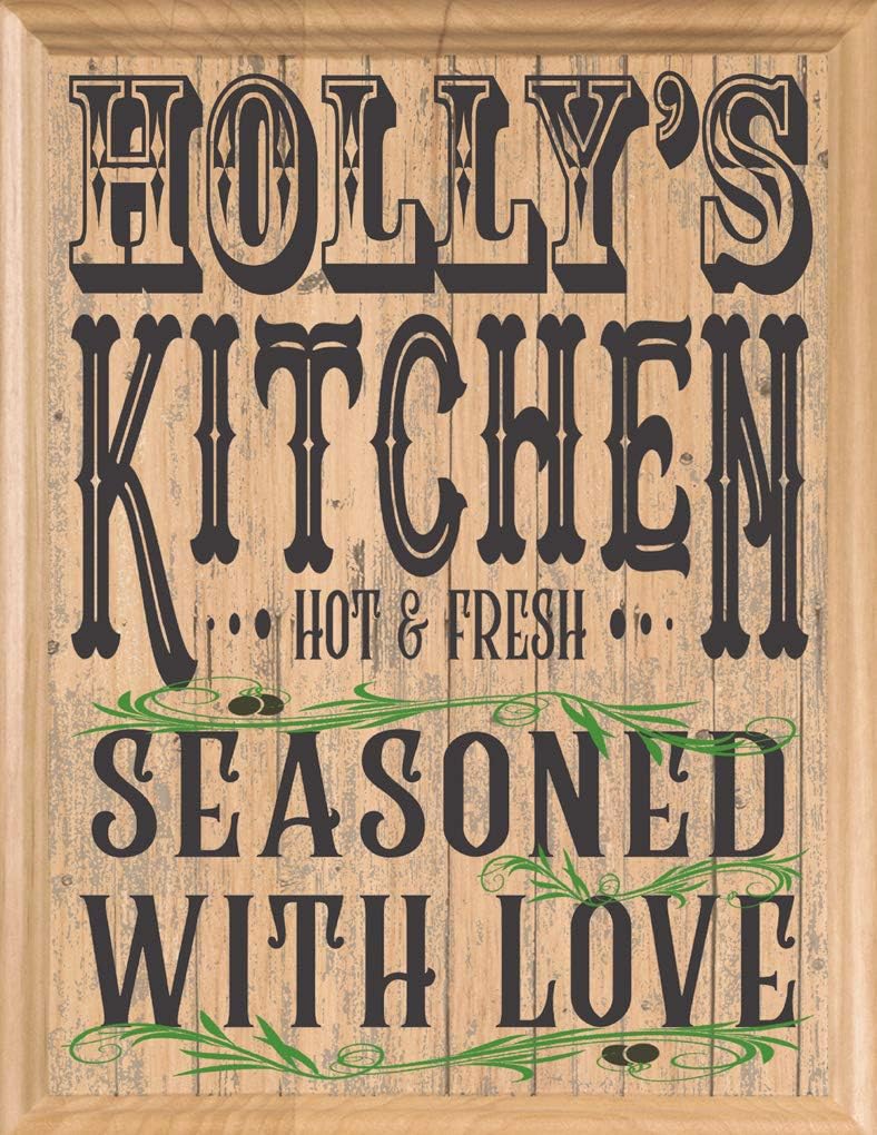 Seasoned With Love Kitchen Signs Custom Maple Wood PERSONALIZED Kitchen Decor Gift For Him or Her