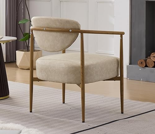 Miniatura 5 de Modern Woven Fabric Arm Chair for Dining Room, Living Room, Bedroom, Desk, Kitchen, Restaurant and Bar Counter - Comfortable Seating with Metal