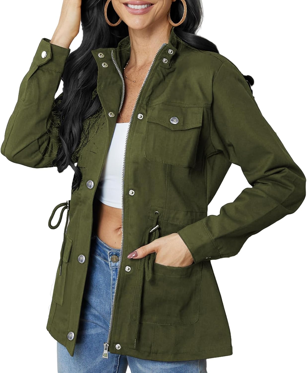 SxClub Women's Bomber Jackets for Women Fashion Casual Quilted Lightweight Zip Up Outerwear Coat with Pockets - Image 4