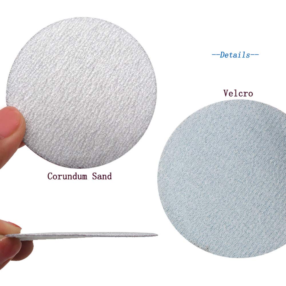 30PCS Discos de lijado de 3 pulgadas y 75 mm Gancho y amp; Papel de lija de lijado en seco blanco de bucle de grano 60 a 1000 para pulido automático de madera, surtido