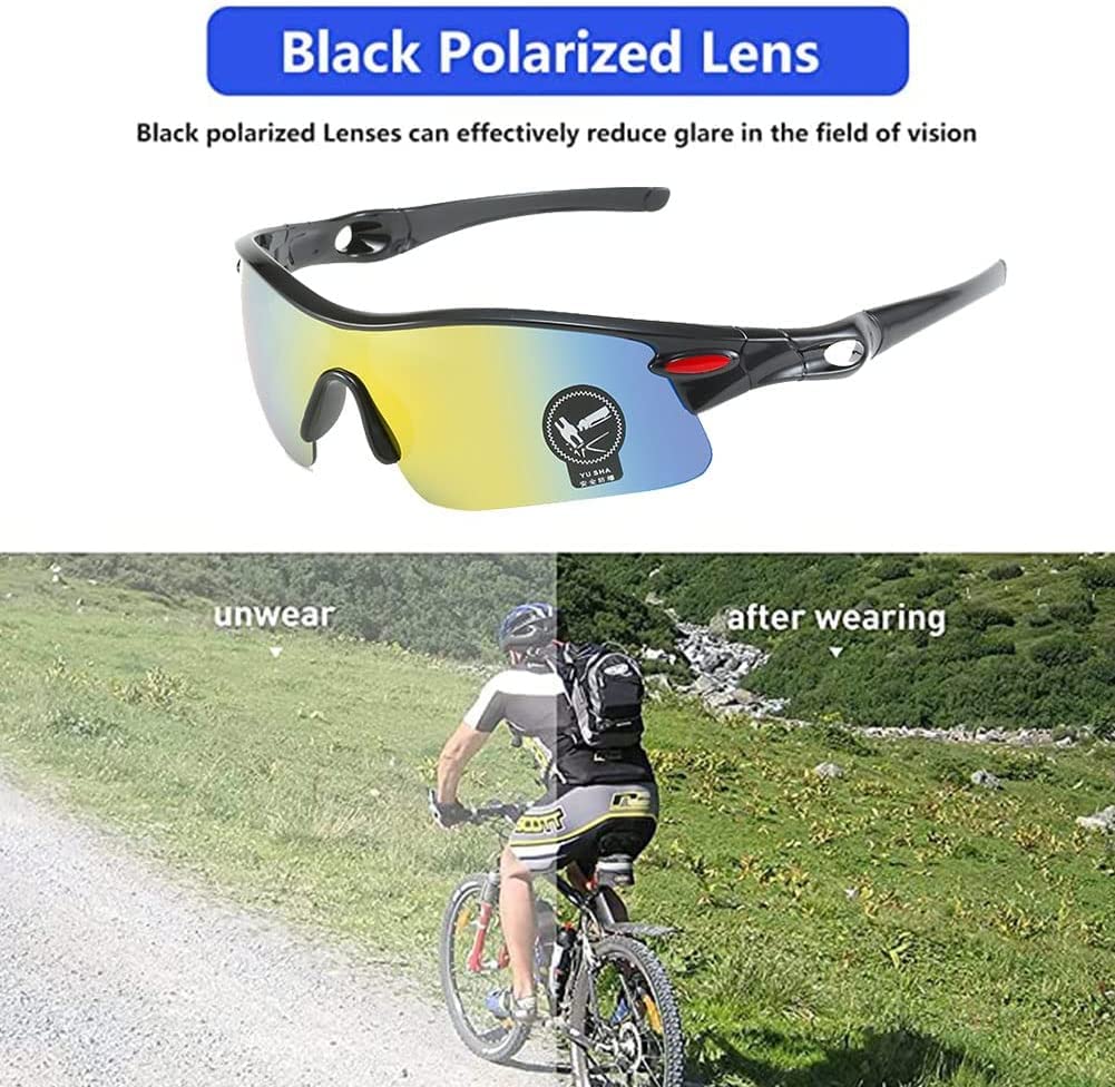 Gafas de Sol Deportivas,Gafas de Sol Polarizadas,Gafas Protectoras para Ciclismo,Gafas Polarizadas Hombre,Gafas de Sol Pesca,Protección Efectiva y Conducción Segura.(1Pc,Marco Negro Plateado)