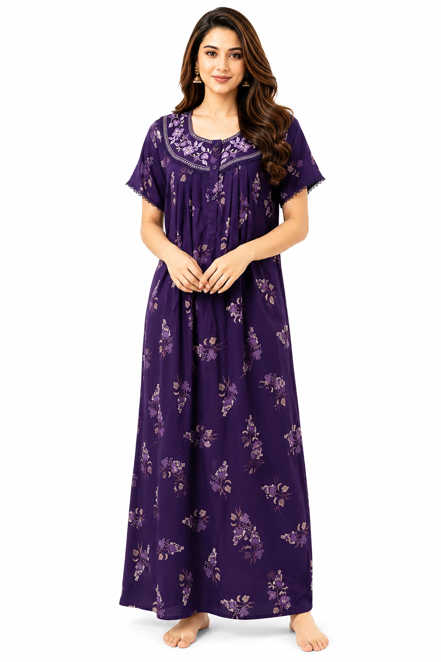 Nighty| Nighty for Women Stylish| Alpine Nighty for Women| Maxi Style| Night Gown for Women Stylish| Comfortable Lounge Wear| Exquisite Embroidery| Soft Alpine Cotton Blend|-picture-45