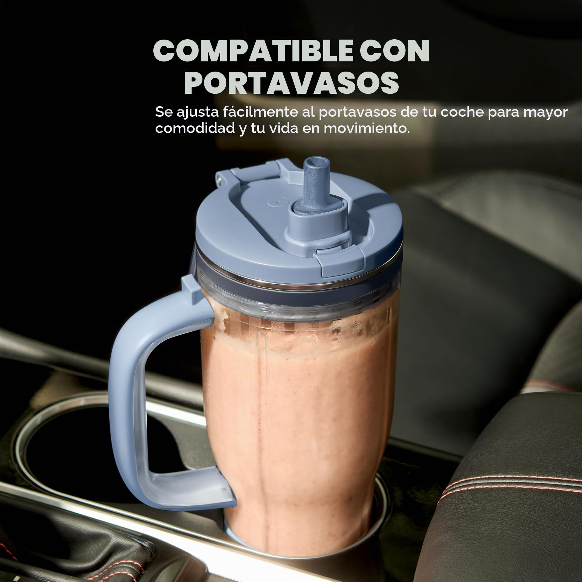 Ninja Blendboss - Batidora personal para batidos y bebidas congeladas, taza de viaje de 25 onzas con tapa a prueba de fugas, boquilla para beber y popote extraíble, tecnología Auto-iQ | DB351PK1BRN