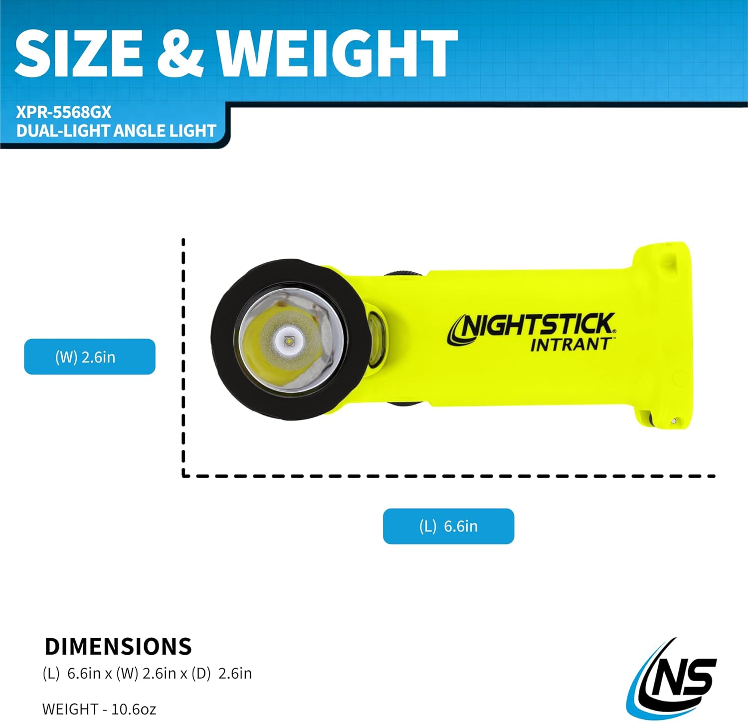 Nightstick XPR-5568GX Intrant Rechargeable Intrinsically Safe Permissible Dual-Light Angle Light (Green)