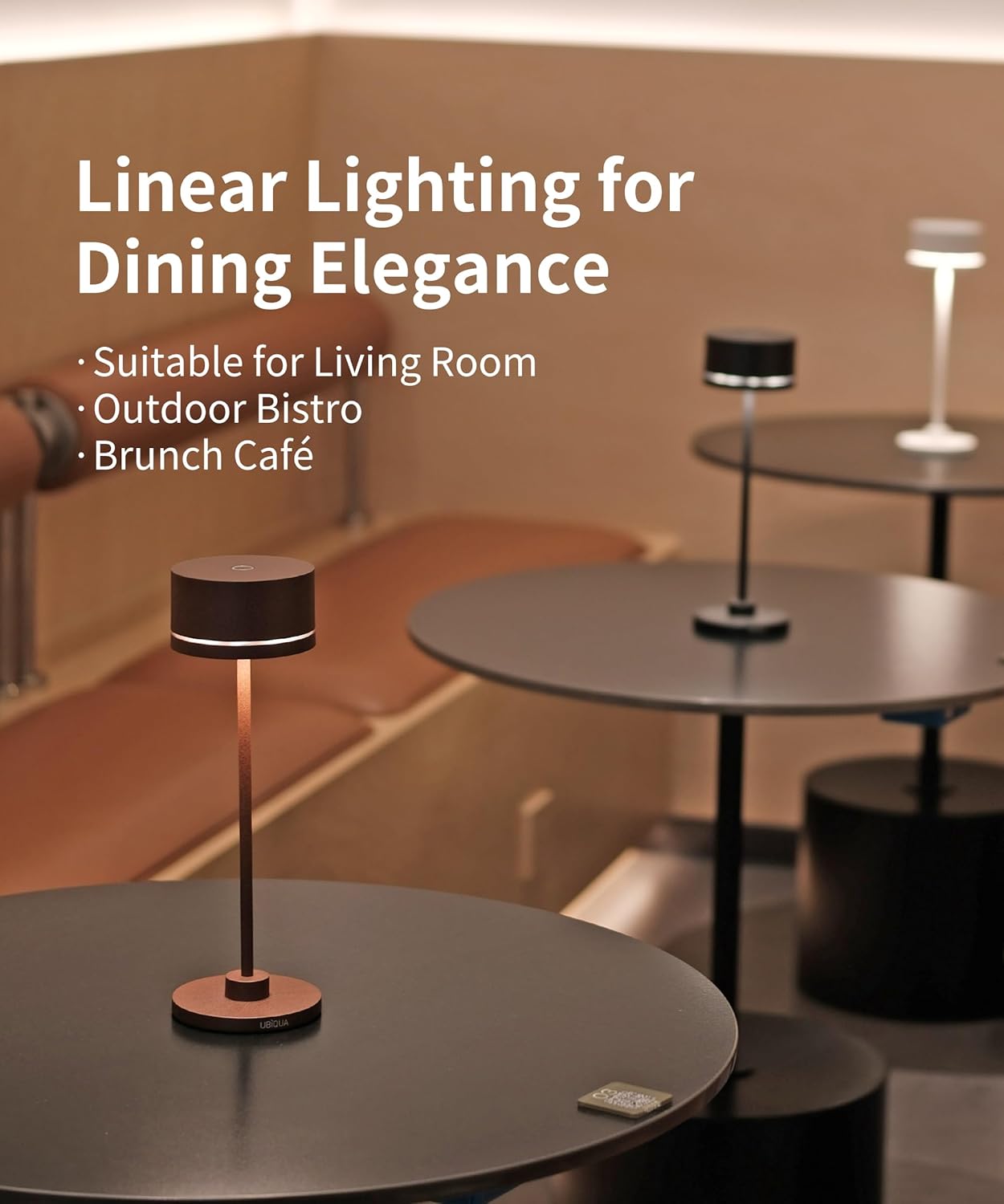 Cordless Table Lamp - DUPLO Touch Control Rechargeable Light with Magnetic Charging & Adjustable Brightness, IP54 – for HoReCa, Bedroom, Living Room, Outdoor (1 Pack, Corten)