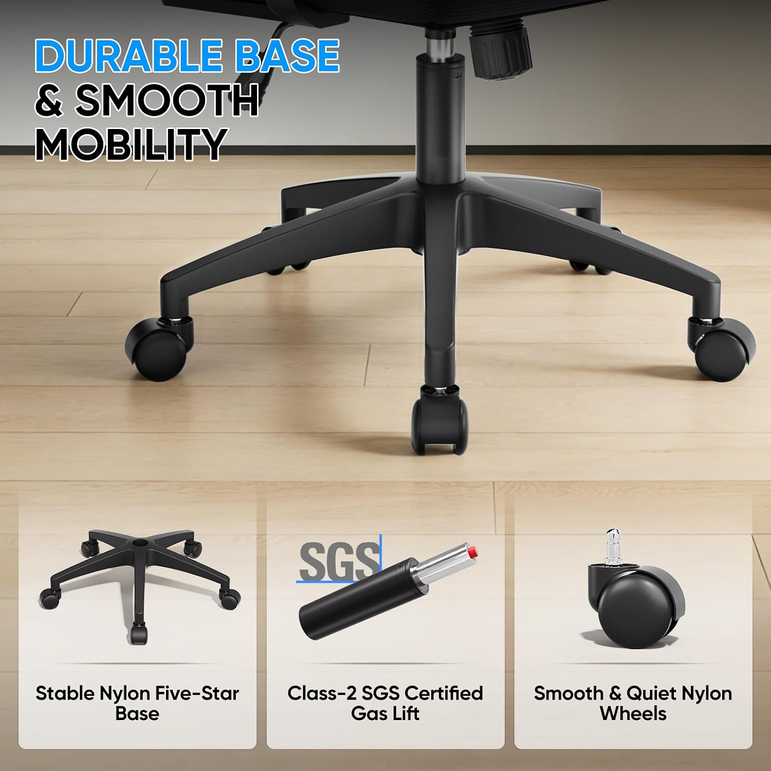 MoNiBloom Mid Back Mesh Office Chair with Flip-Up & Sliding Armrests, 18–22" Adjustable Seat Height, Ergonomic Desk Chair with Rocking Function, for Home Office, Black