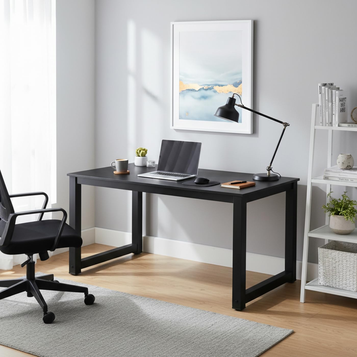 VDD Table d'ordinateur de Bureau - Table de Cuisine - Bois métal - 120 cm x 60 cm - Noir