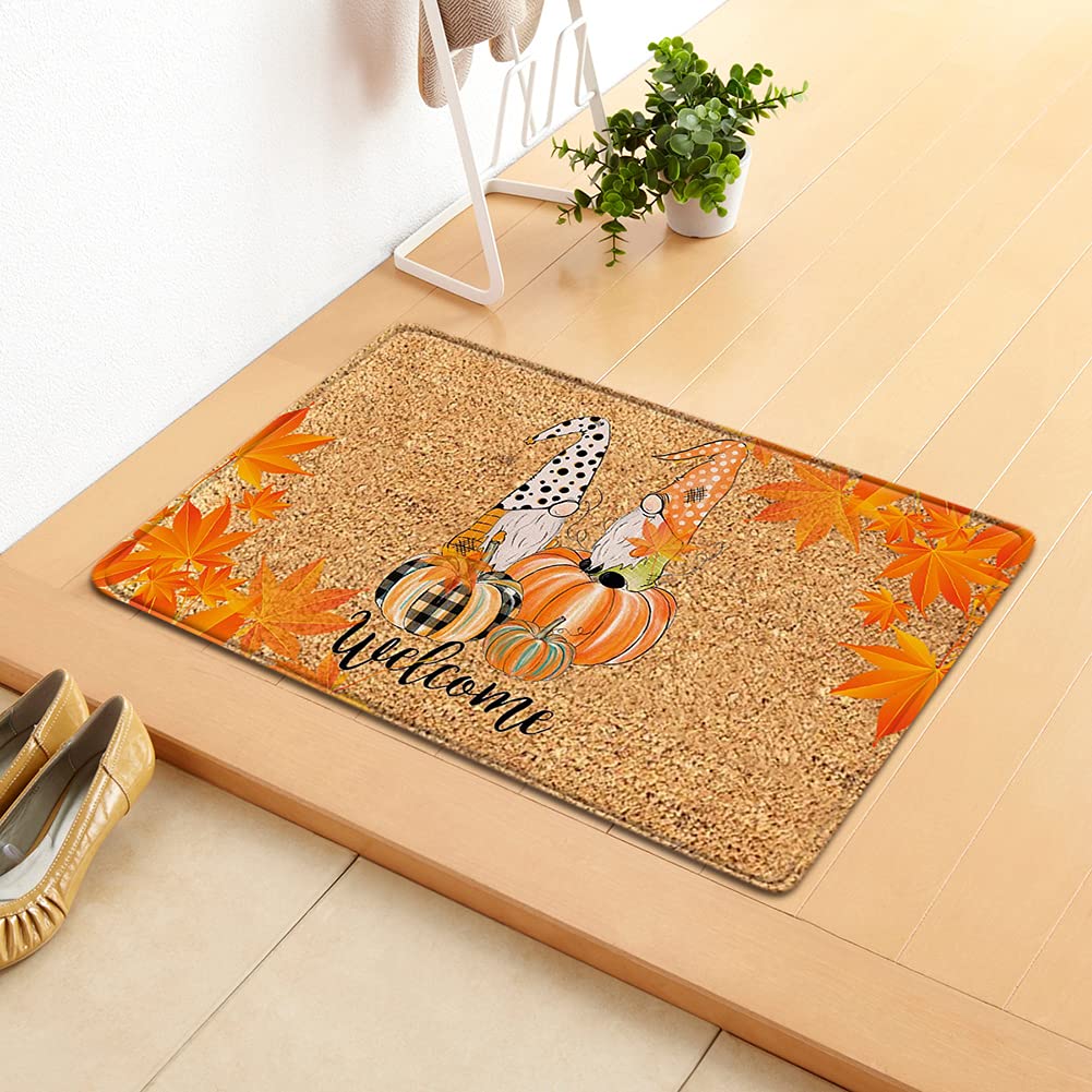 Paillasson Automne Champignons Citrouilles - 40x60 Cm, Antidérapant, Facile à Nettoyer, Pour Intérieur/extérieur