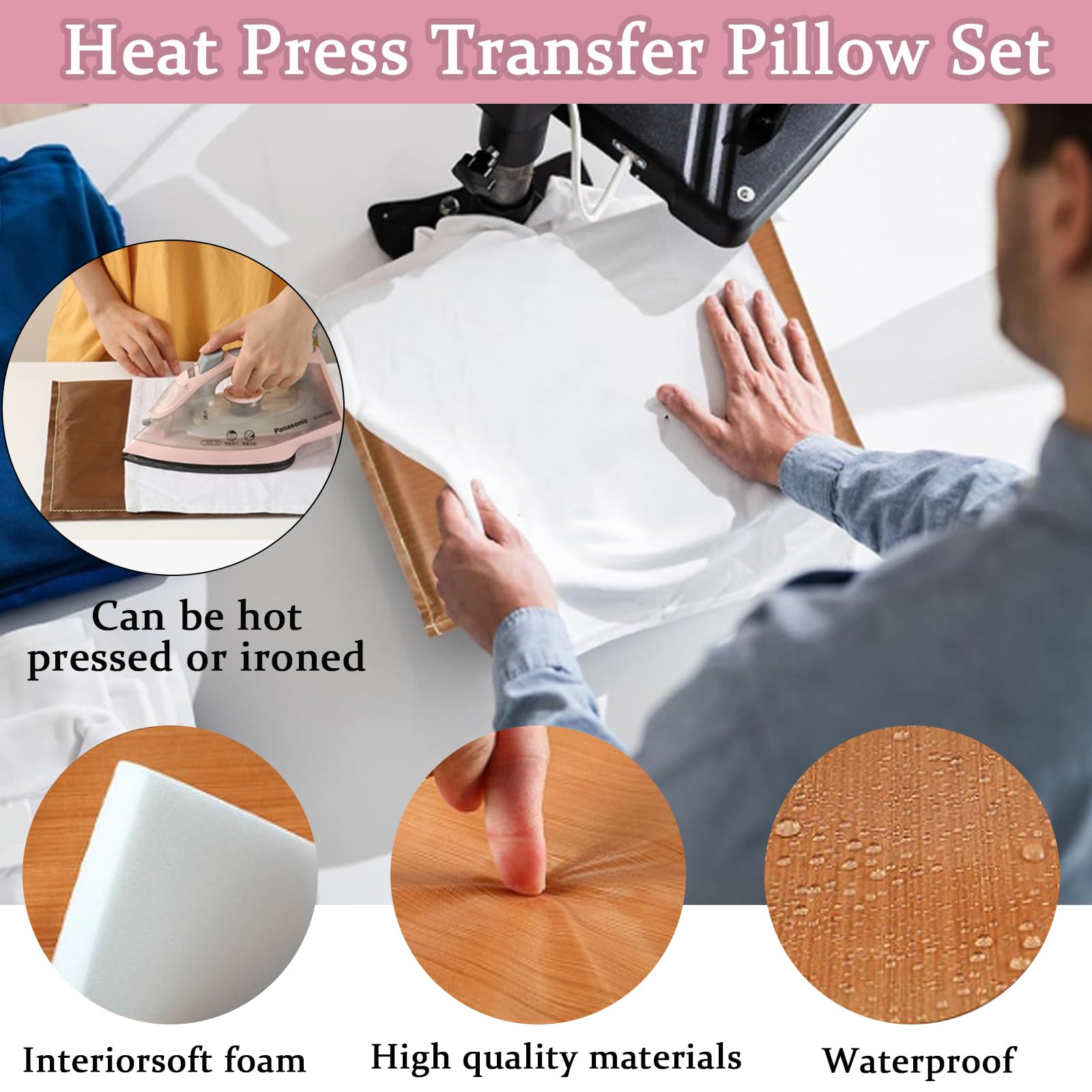 Kit di 16 tappetini termopressati in 4 diverse dimensioni, riutilizzabili, con scollo rotondo e scollo a V, righello guida per serigrafia e termopressatura