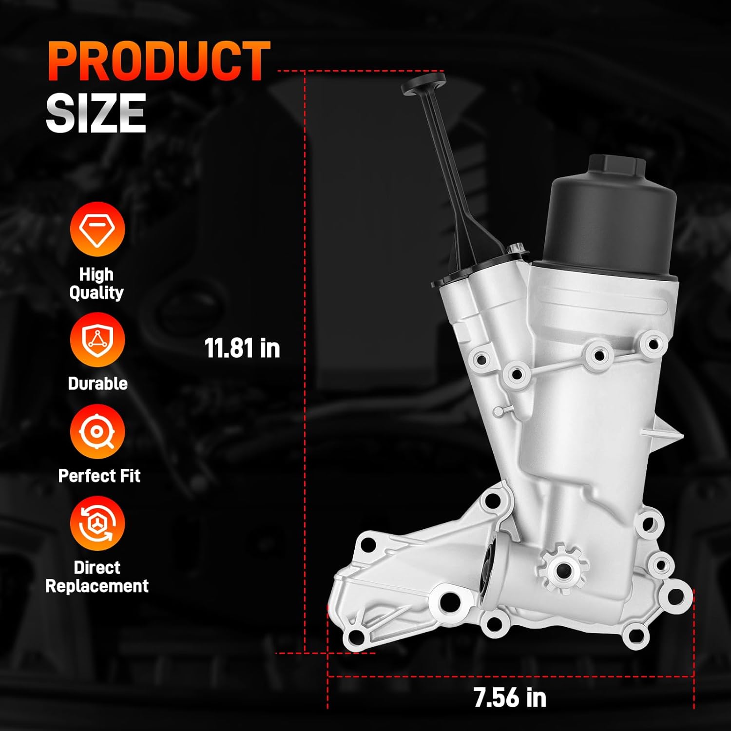 Engine Oil Filter Housing Compatible with 2011-2020 Mercedes-Benz CL63 GL63 S63 SL63 CLS63 E63 GLE63 ML63 SLK55 GLS63 G63 AMG Replacement for 2781800710 2781800110 2781800610