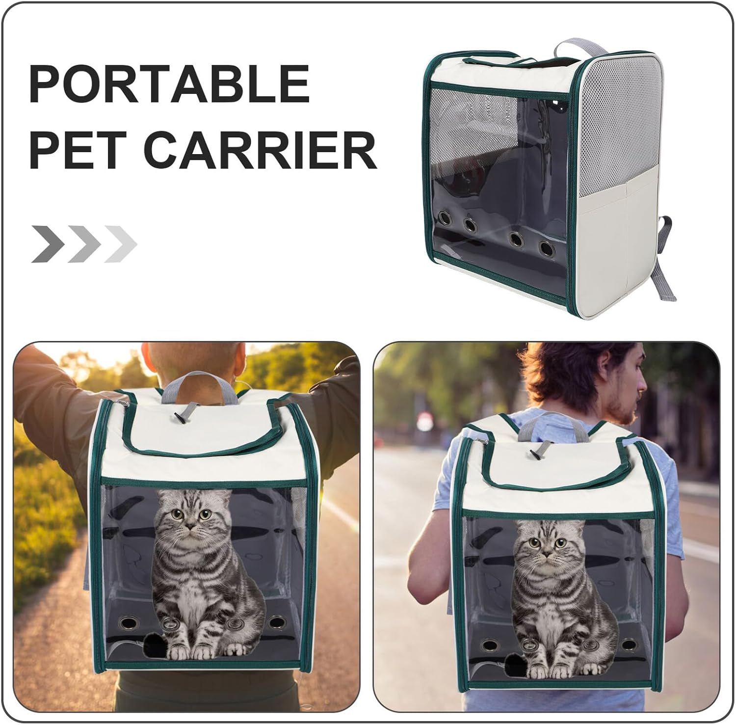 STOBAZA Portable Foldable Pet Backpack Carrier with Breathable Mesh, Large Capacity Dog Bag for Travel and Outdoor Use, Soft-Sided Small to Medium Dog and Cat Carrier with Shoulder Straps