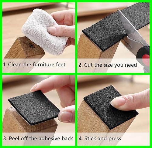 Miniatura 7 de Almohadillas de fieltro para muebles, almohadillas de fieltro para muebles, 12.7 cm x 101.6 cm, negras, cortables