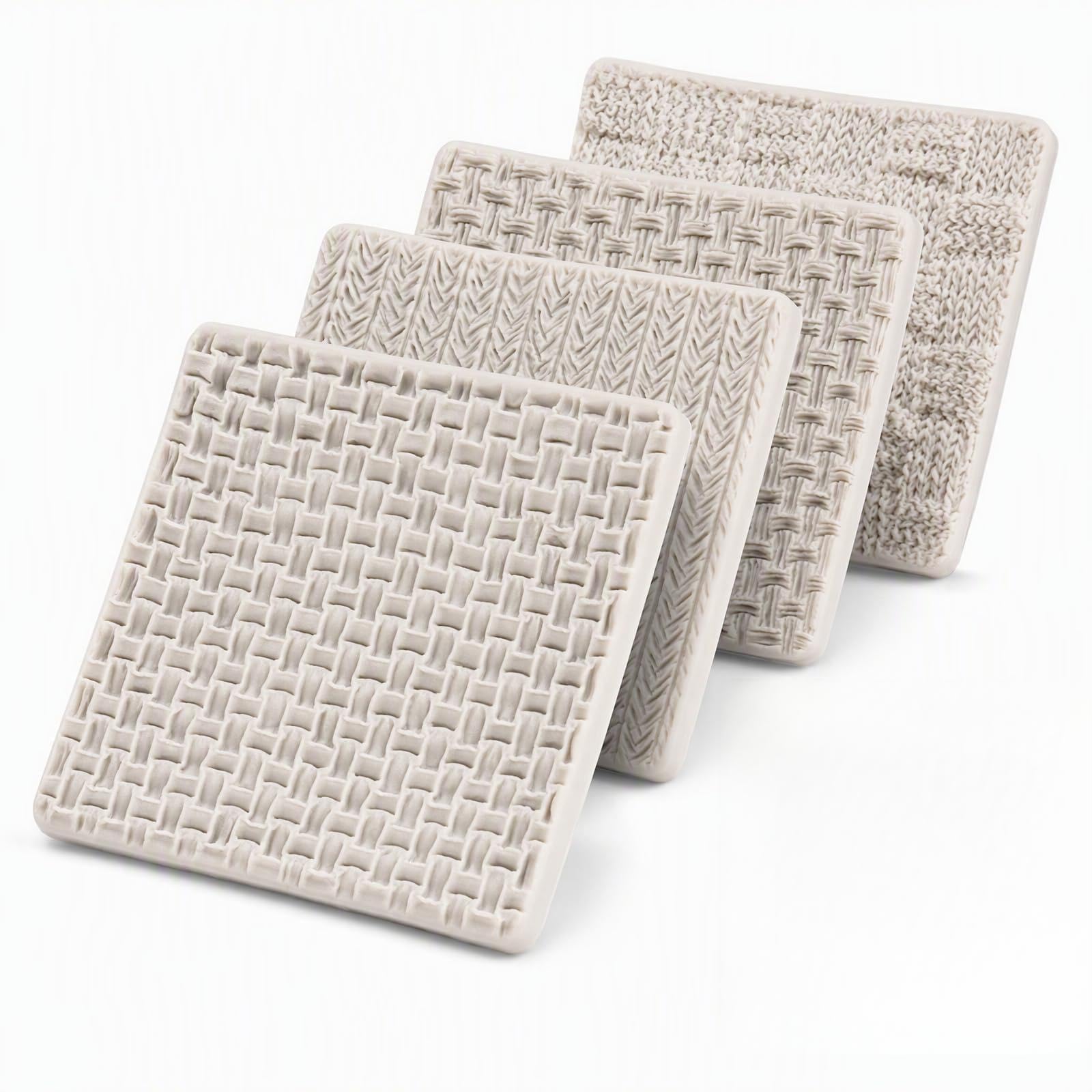 Alipis Silicone Cake Molds Fondant Mold Weave Knitting Texture Gray 4Pcs