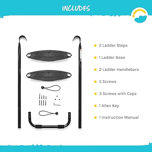 Miniatura 5 de SkyBound Escalera universal para cama elástica de 2 escalones, fácil de instalar, escalera de acero ultraduradera para marcos de trampolín de 32 a
