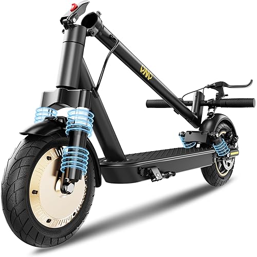 Electric Scooter, 10'' Soild Tires, 750W Motor, Dual Suspension, 21 MPH Top Speed, 25-30 Miles Long Range, Dual Braking, Max Load 264 lbs, Folding, Commuting, E Scooter for Adults Teens
