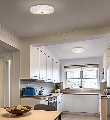 Miniatura 3 de Kira Home Maxine - Lámpara de techo moderna de 15 pulgadas, LED integrado de 20 W (equivalente a 120 W), pantalla de estilo de cristal transparente