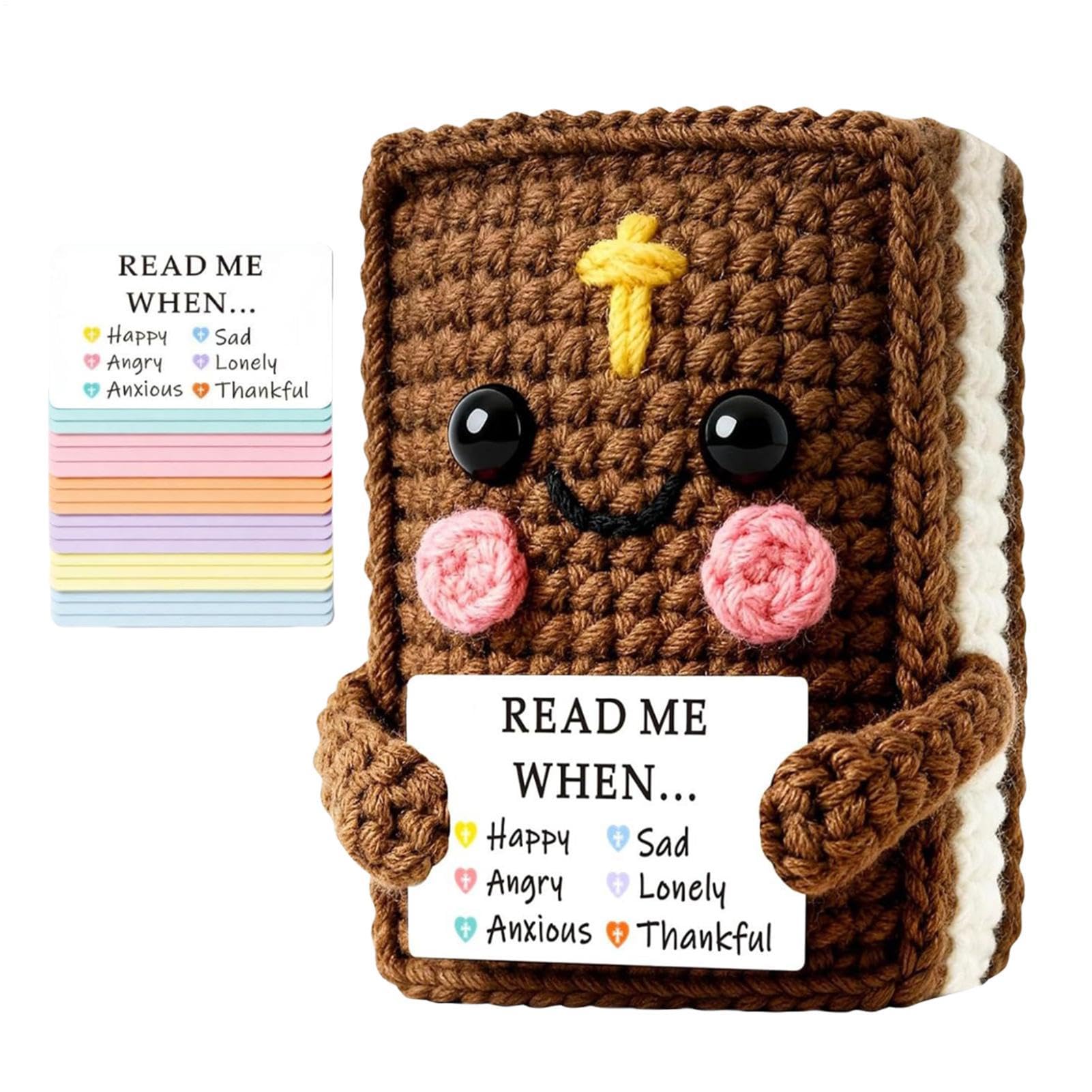 Cadeau de baptême chrétien avec poupée en crochet et verset