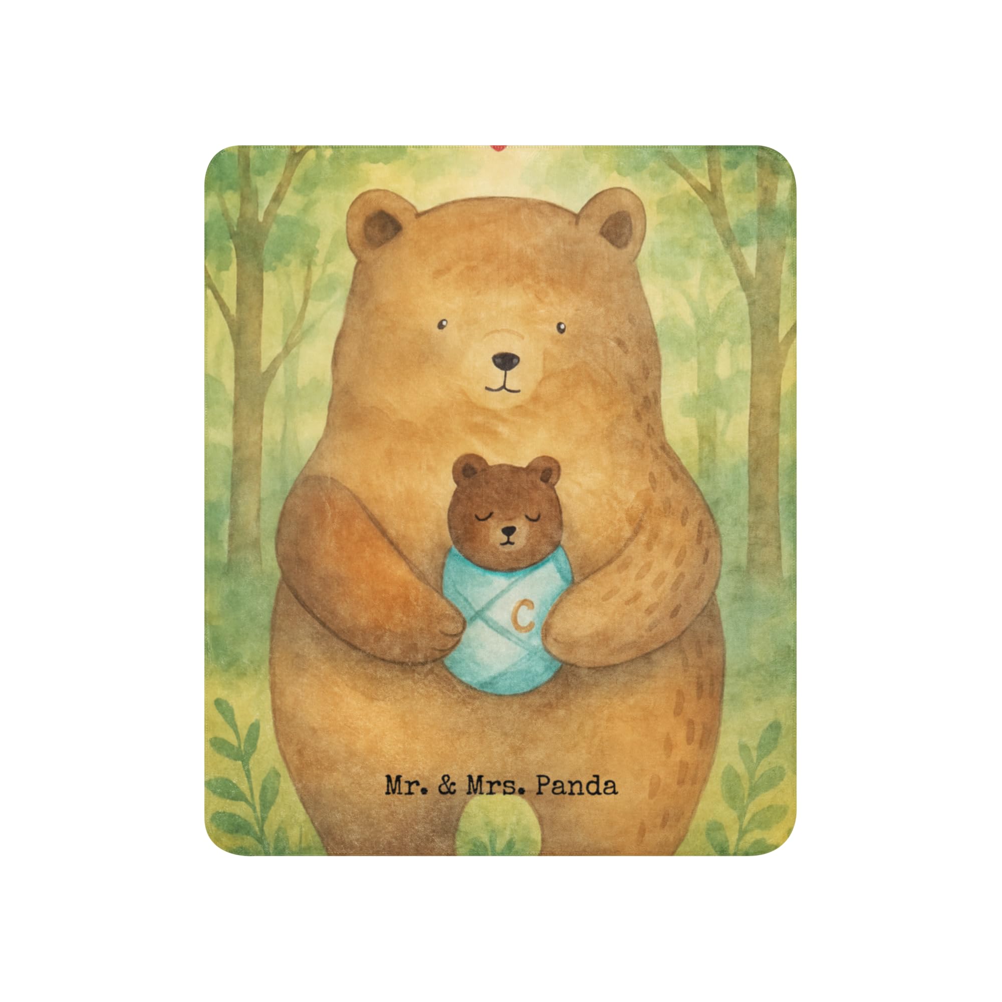 Mr. & Mrs. Panda Heimdecke Bär Baby Design 130 x 155 cm - Geschenk, Schmusedecke, Kuscheldecke, Geburtstag, Tagesdecke, Mutter, Nichte, Geburt, Sofadecke, Decke, Teddy